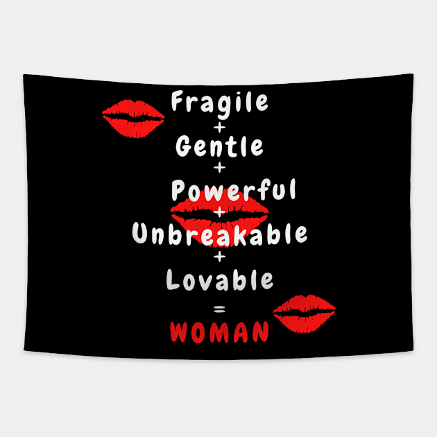 Fragile + Gentle + Powerful + Unbreakable = Woman Tapestry by Domingo-pl