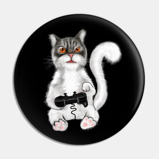 Funny Cat Lovers Video Games Controller Gift Pin