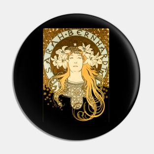 Alphonse Mucha Art Nouveau woman design Pin