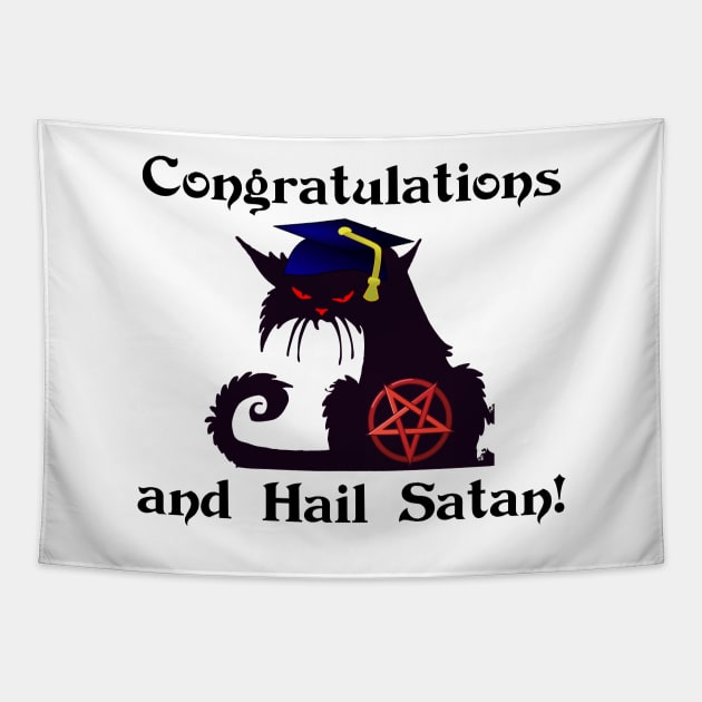 Graduation "Congratulations and Hail Satan!" Tapestry by TraditionalWitchGifts