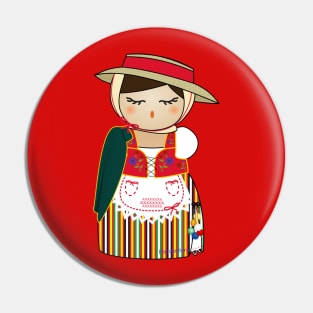 Kokeshi Canary doll Pin