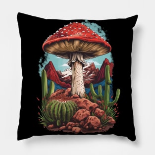 A fly agaric grows among rocks and cacti. Pillow