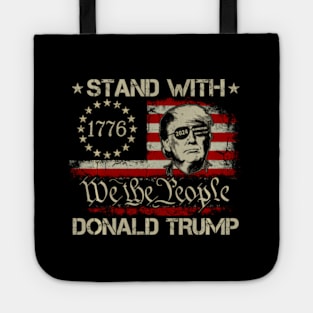 We The People Stand With Donald Trump 2024 Usa American Flag Tote