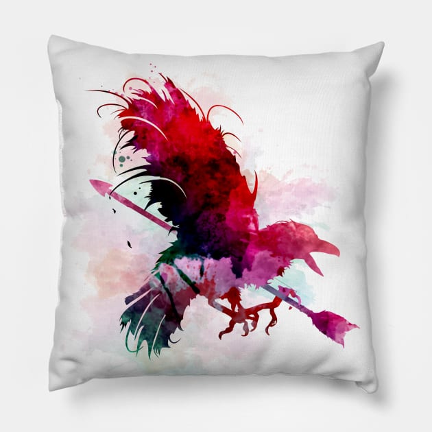 Watercolor Crow and Arrow Pillow by stuff101