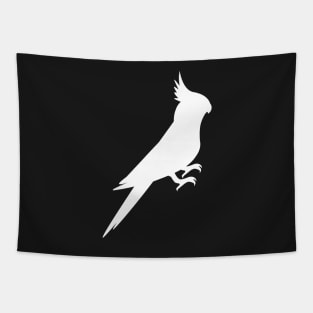 White cockatiel silhouette Tapestry