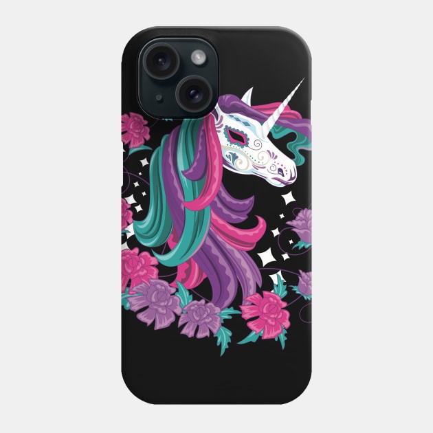 Day Of The Dead Carnival Unicorn Phone Case by LittleBunnySunshine