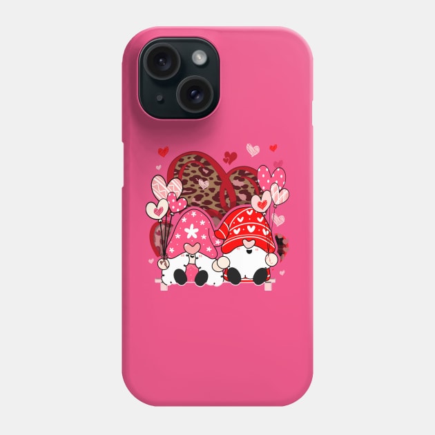 Gnome Valentine Leopard Hearts Phone Case by HannessyRin