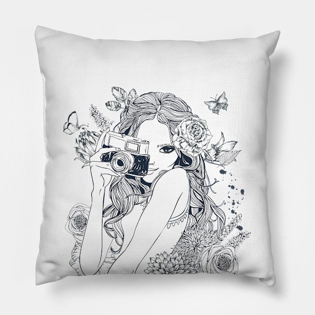 Photo Girl Pillow by EveFarb