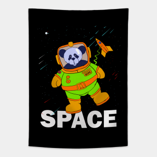 Space Panda With Rocket Tapestry