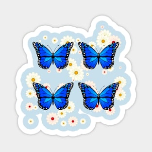Four blue butterflies Magnet