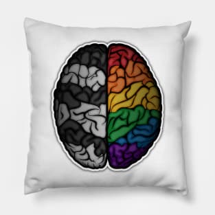 Large LGBT Ally Pride Flag Colored Brain Vector Pillow