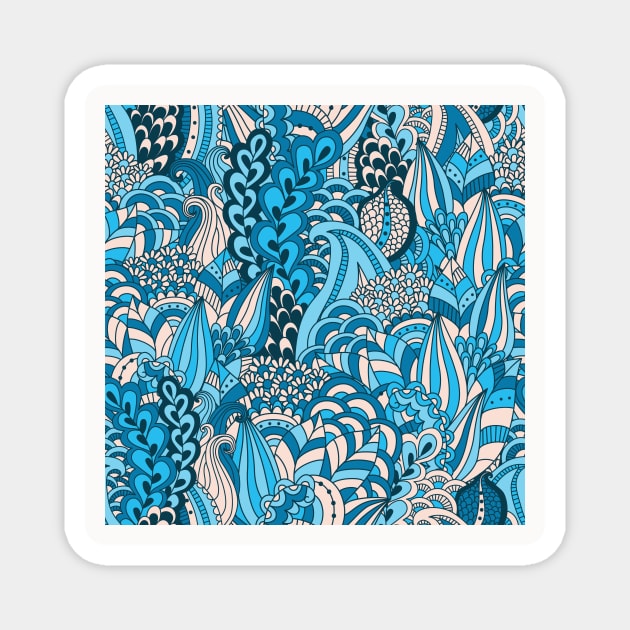 Abstract Floral Neck Gator Blue and White Floral Abstract Magnet by DANPUBLIC