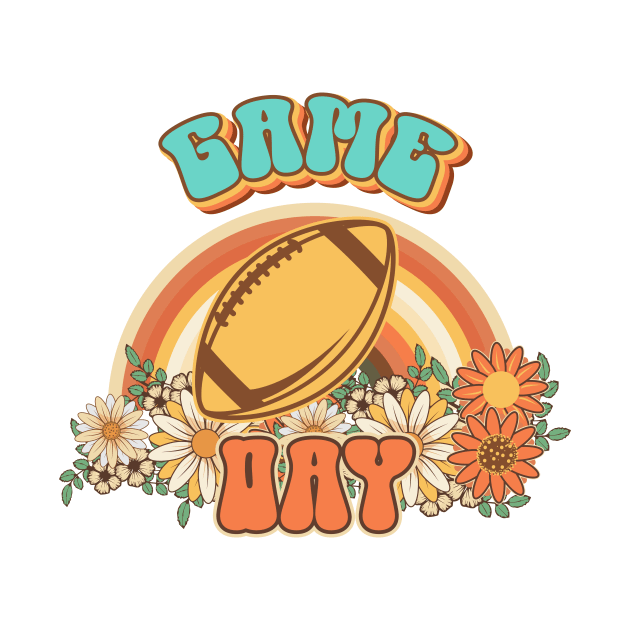 Groovy Football mom Retro gift Game day for funny mother Vintage floral pattern by HomeCoquette