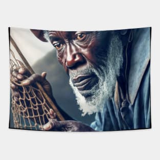 African Old Fisherman Tapestry