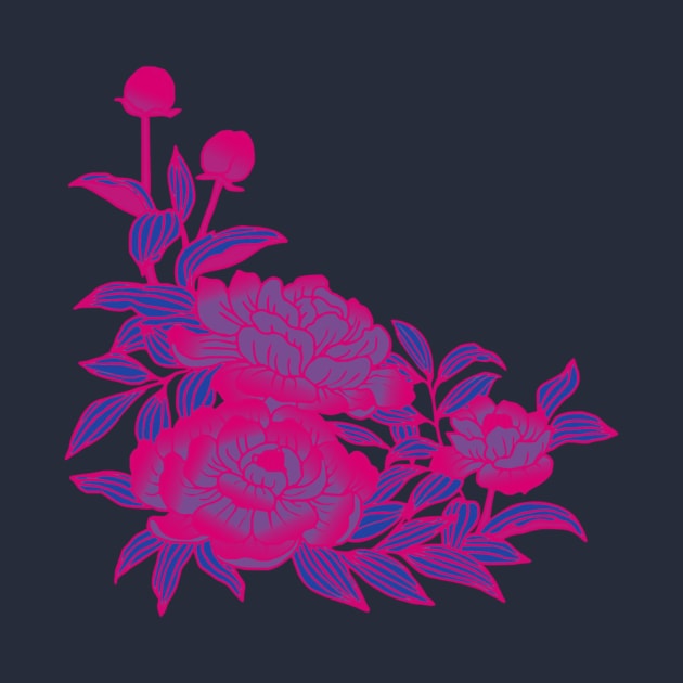 Bisexual Pride Peonies Design by VernenInk