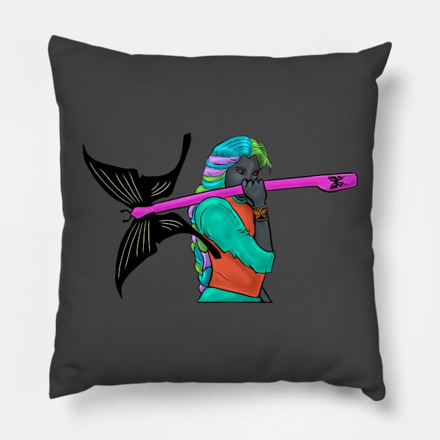 Warrior Woman With Butterfly Axe Pillow by Storyfeather