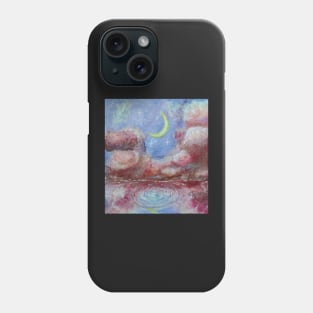 landscape watercolor aesthetic moon clouds Phone Case