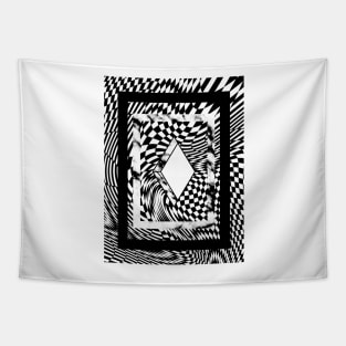 Warped Checkerboard on White Tapestry