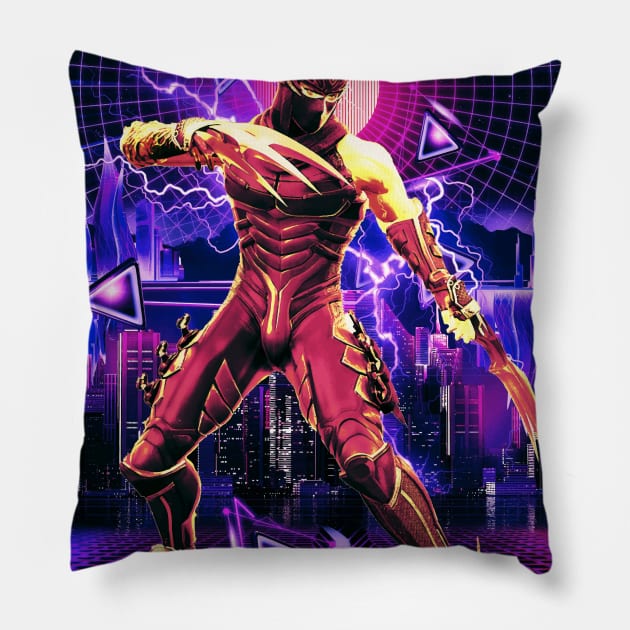 Ninja Gaiden Retro wave neon city Pillow by syanart