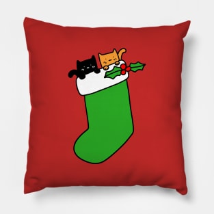 Black and Orange Stocking Kittens Pillow