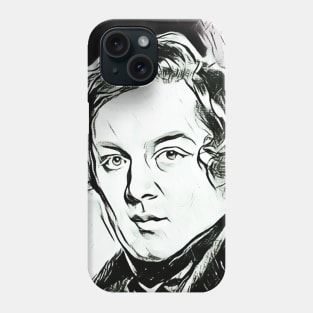 Robert Schumann Black and White Portrait | Robert Schumann Artwork 3 Phone Case