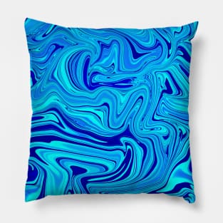 Different Shades of Blue Digital Fluid Art Pillow