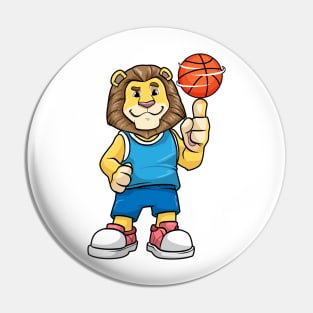 Lion as Basketball player with Basketball Pin