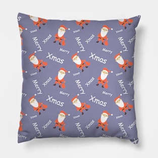 Santa Claus on blue with gift bag Pillow