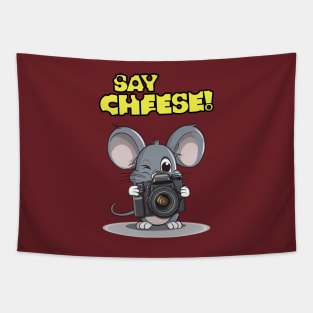 Say Cheese! – A Cute Mouse Photographer Tapestry