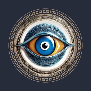 Mati Evil Eye Blue Orange Painted T-Shirt