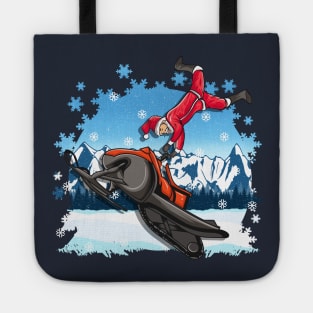 Snowmobile Santa Freestyle Tricks Christmas Snowmobiling Tote