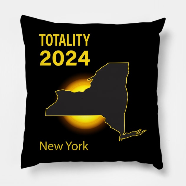 Total Solar Eclipse New York State 2024 Pillow by Rocky Ro Designs