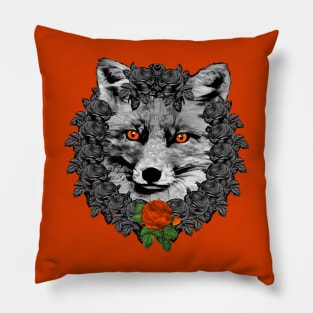 Fox Orange Rose Wreath Pillow