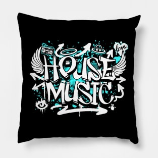 HOUSE MUSIC  - Graffiti Steez (Pink/White) Pillow