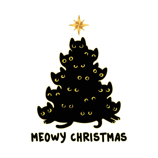 Black Cat Meowy Christmas by WoowyStore