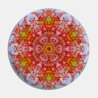 Digital Mandala Red Yellow and Blue Pin