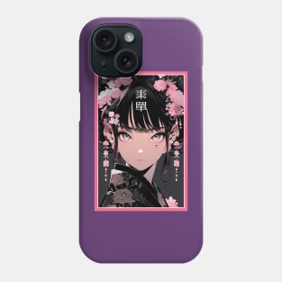 Aesthetic Anime Girl Rosa Pink Black | Quality Aesthetic Anime Design | Premium Chibi Manga Anime Art Phone Case