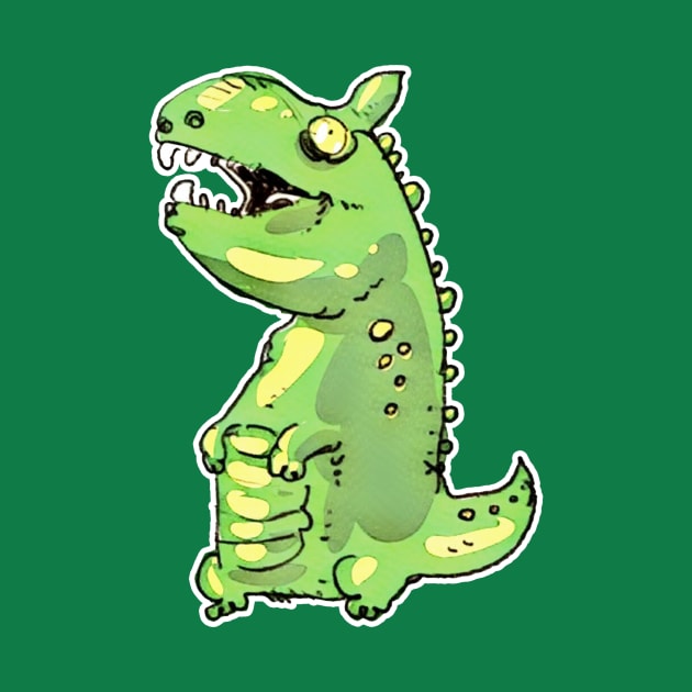 little green dinosaur cartoon by anticute