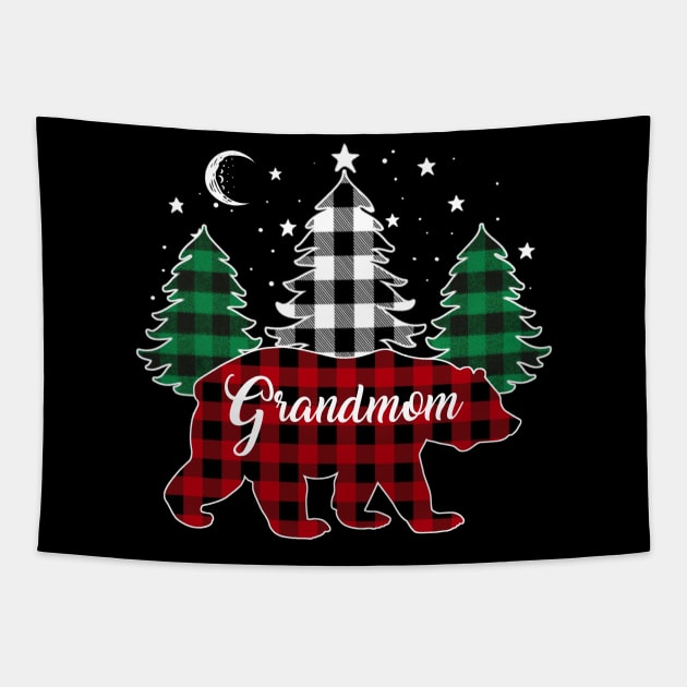 Grandmom Bear Buffalo Red Plaid Matching Family Christmas Tapestry by Marang