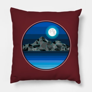 Synthwave Inspired Lakeside Mountain Moon Pillow