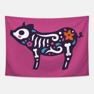 Colorful Day of the Dead Pig | Dia de los Muertos Animal Tapestry