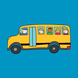 cute yellow schoolbus with happy children T-Shirt