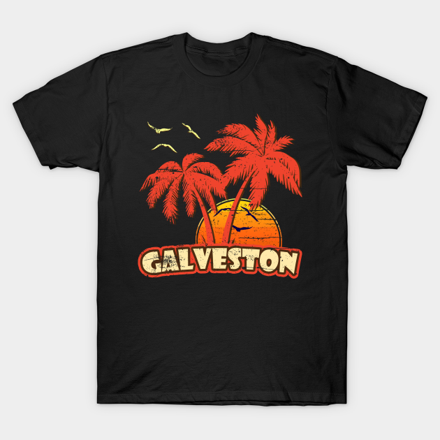 Galveston Vintage Sunset - Galveston - T-Shirt | TeePublic