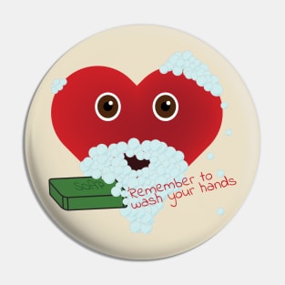 Masked Heart - Remember to wash your hands Pin