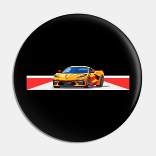 C8 Racing Orange sportscar retro design vintage style supercar Classic car vibes with an orange C8 Retro flair for C8 enthusiasts Pin