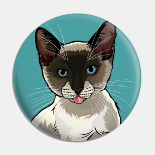 Snowshoe Siamese Cat Blep Pin