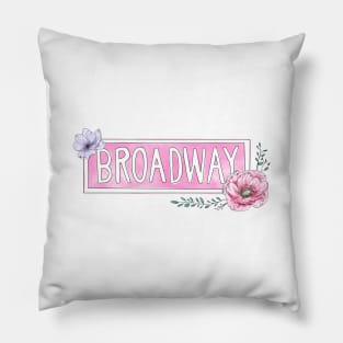 Watercolor Floral Broadway Street Sign | Pink Palette Pillow