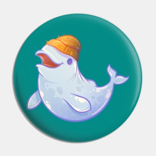 Cute Beanie Beluga Whale Pin