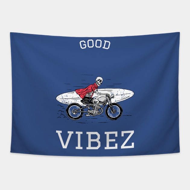 Good Vibes - Good vibez skull Tapestry by Baldodesign LLC.