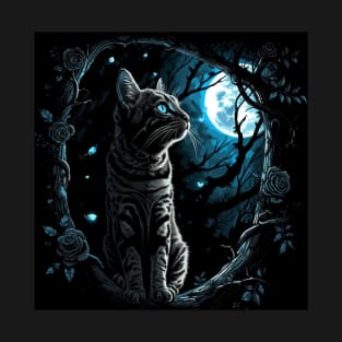 Bengal Cat And The Moon T-Shirt